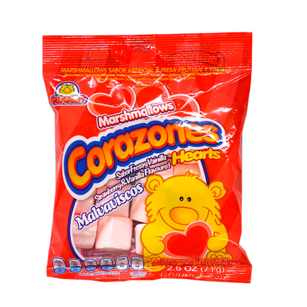 GUANDY - Marshmallow Hearts, Vanilla & Strawberry Flavors, 71g each (Pack of 2)