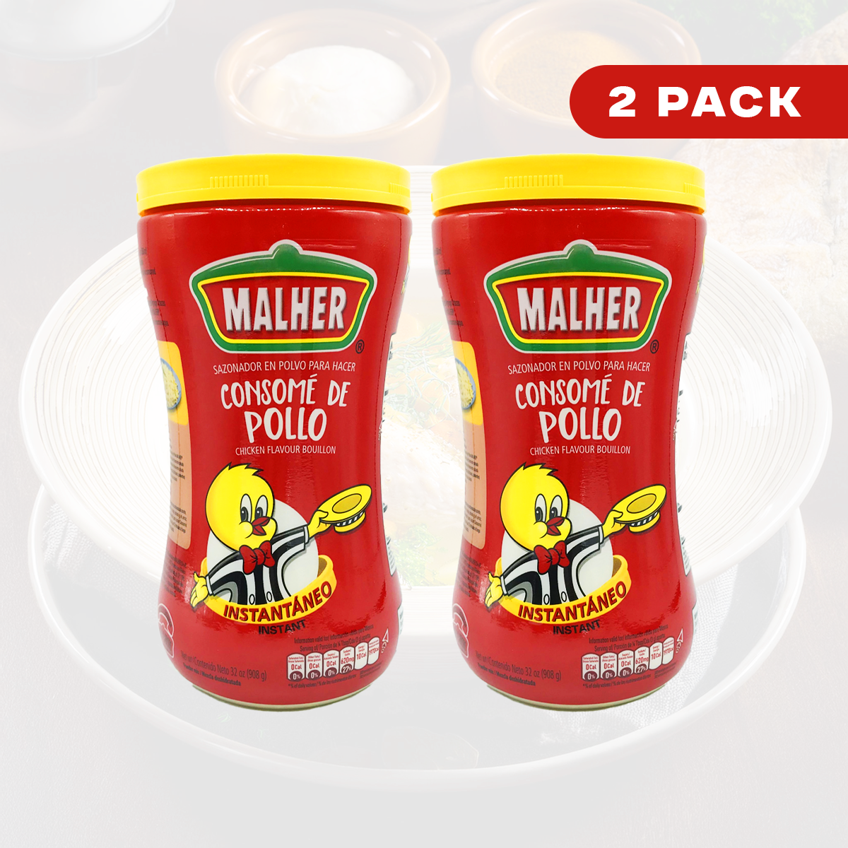 Consome de Pollo Malher 32 oz. (Pack of 2)