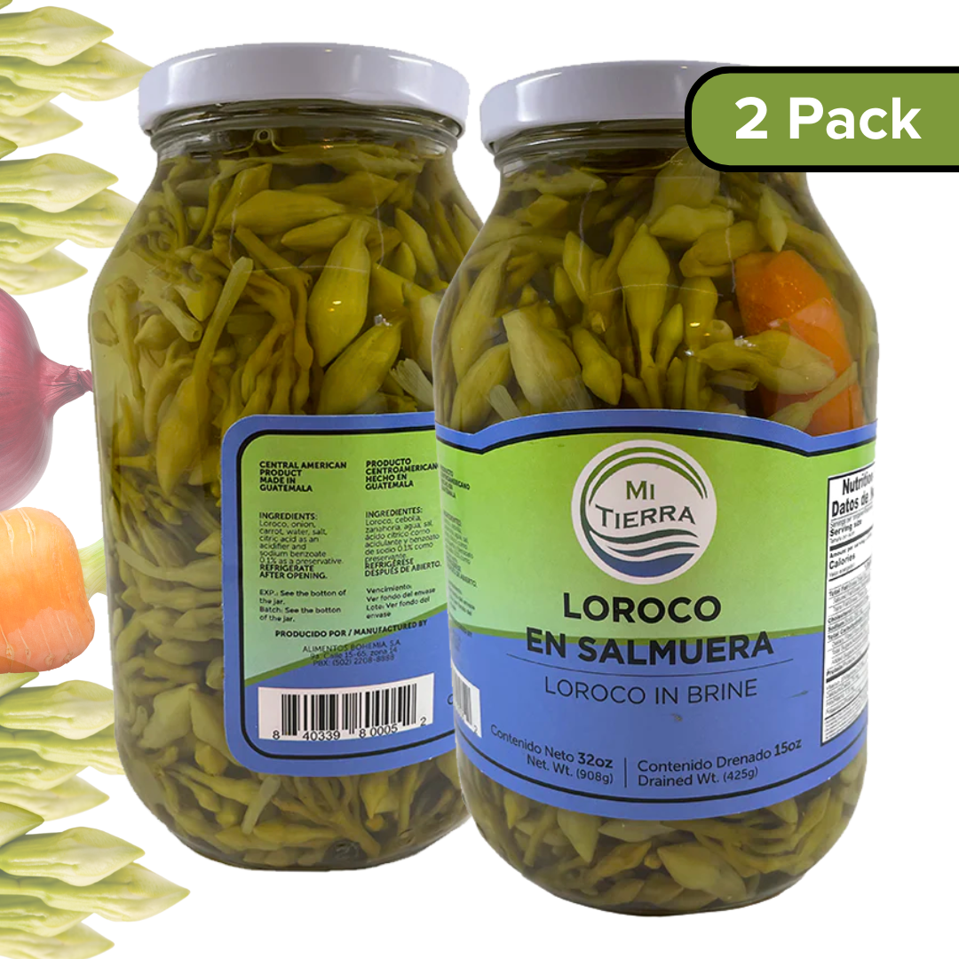 MI TIERRA - Loroco in Brine 32oz - Loroco En Salmuera - Pack of 2