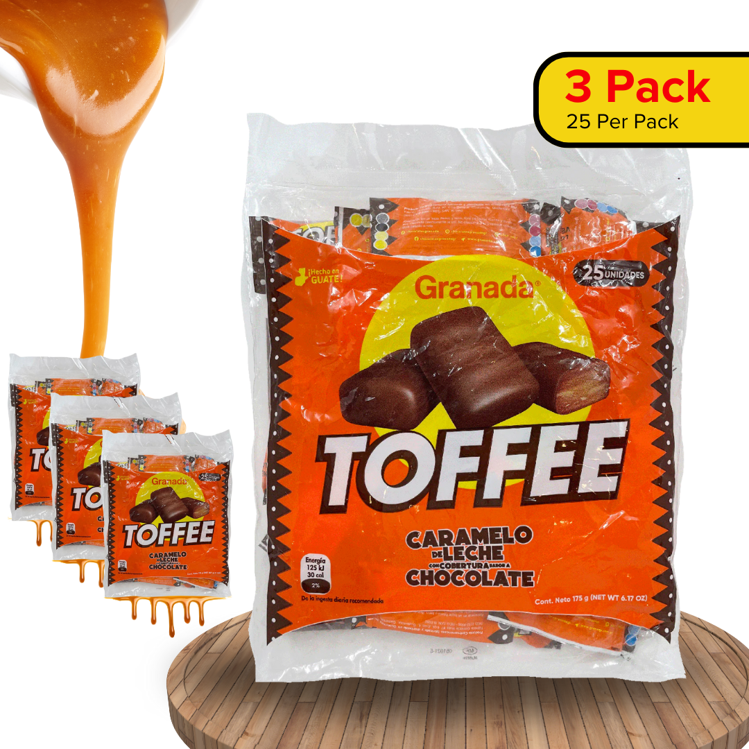 GRANADA Milk Caramel Toffee Covered With Chocolate 25pcs - (Pack of 3)