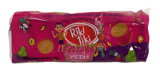 RIKITIKI - Strawberry Cream Filled Sandwich Cookies 192g (Pack of 2)