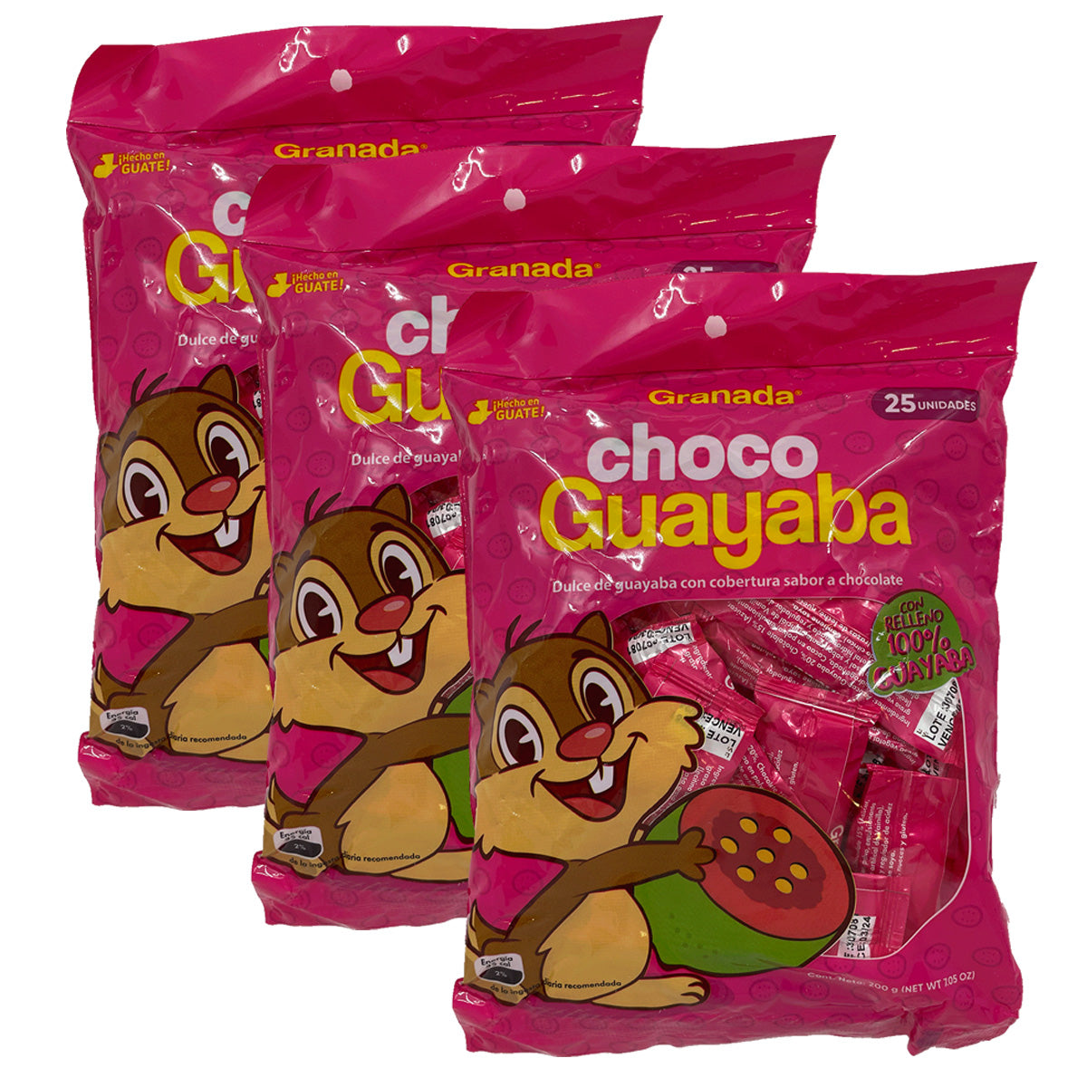 GRANADA - Guava Candy Covered With Chocolate 25pcs - (Pack of 3)