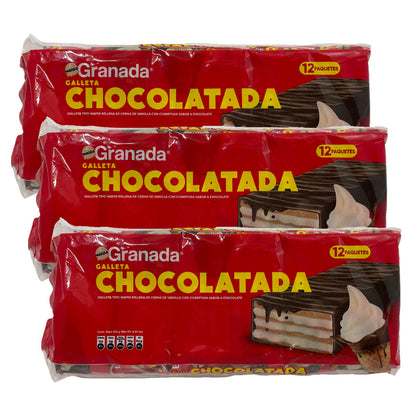 GRANADA Chocolatada Wafers 12pcs - Vanilla - (Pack of 3)