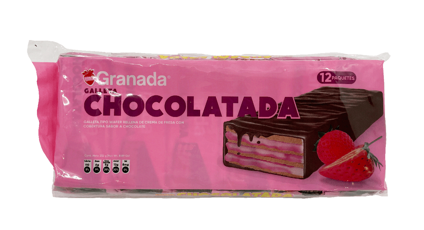 GRANADA Chocolatada Wafers 12pcs - Strawberry - (Pack of 3)