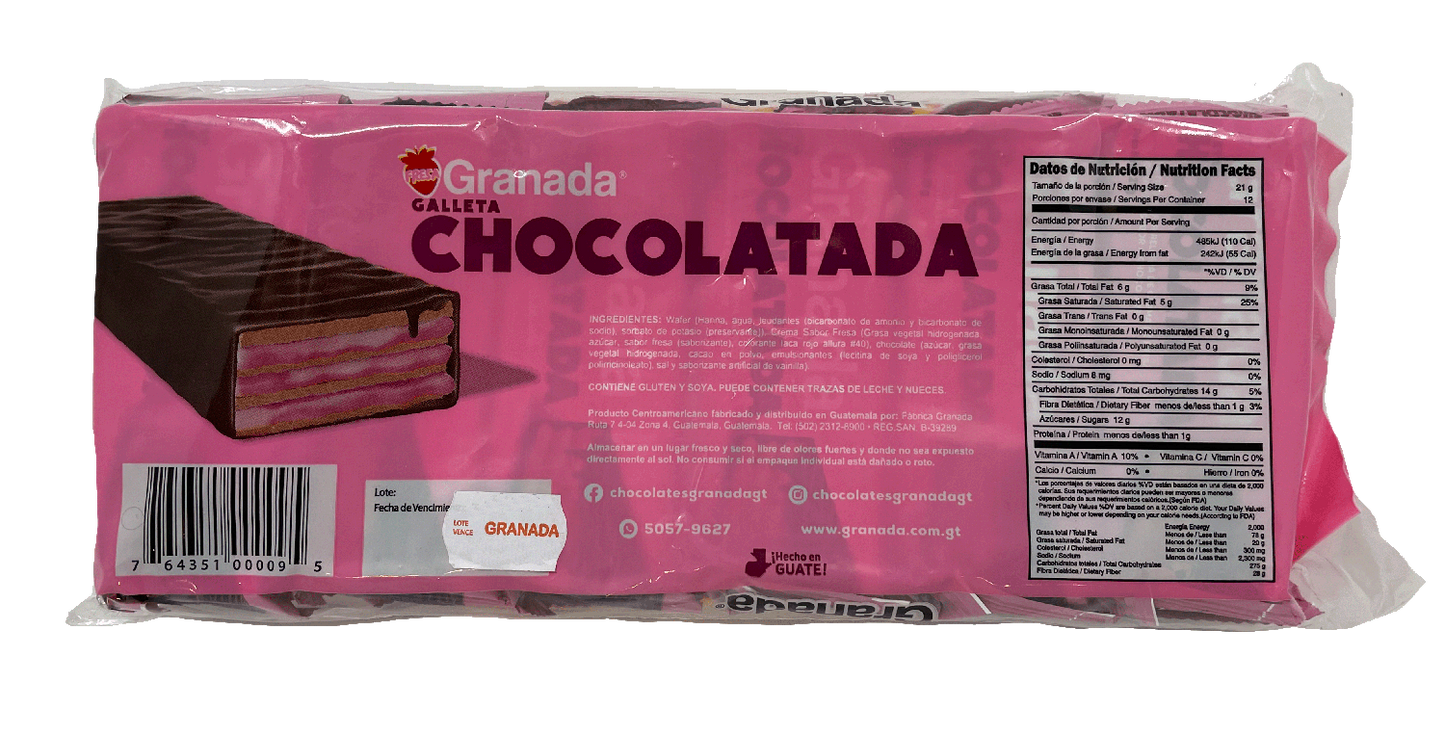 GRANADA Chocolatada Wafers 12pcs - Strawberry - (Pack of 3)