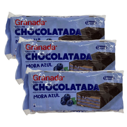 GRANADA Chocolatada Wafers 12pcs - Blueberry - (Pack of 3)