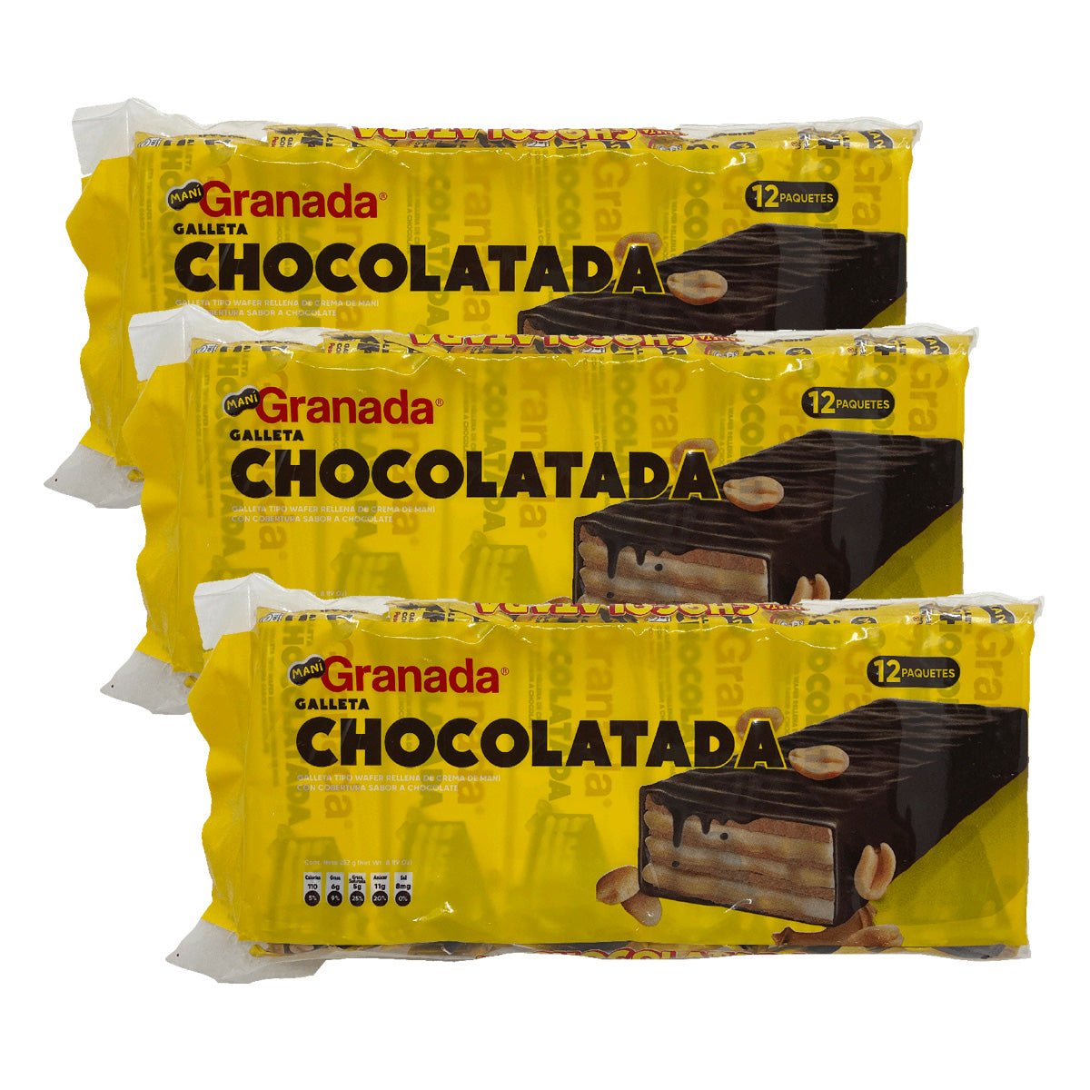 GRANADA Chocolatada Wafers 12pcs - Peanuts - (Pack of 3)