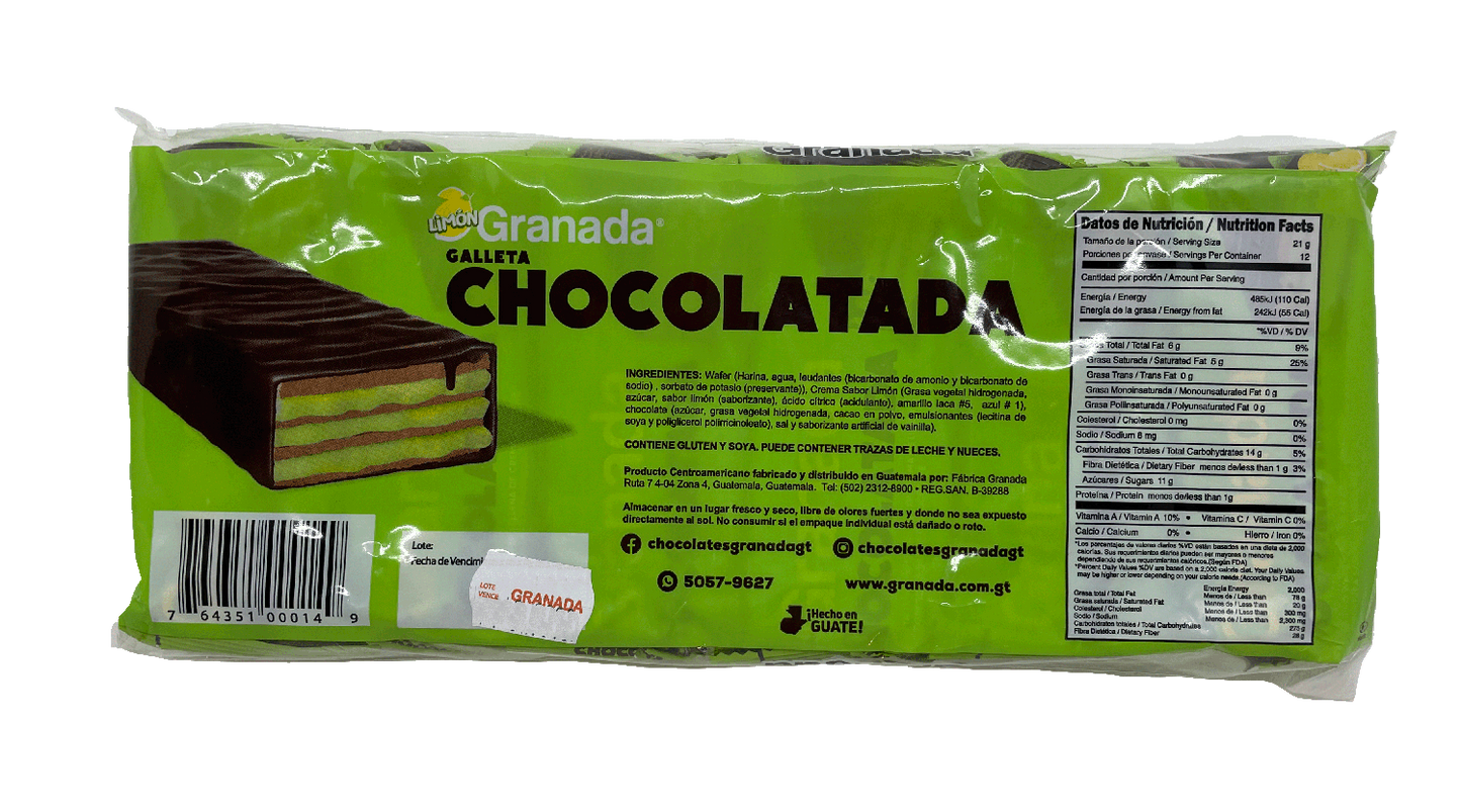 GRANADA Chocolatada Wafers 12pcs - Lemon - (Pack of 3)