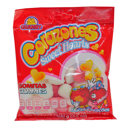 GUANDY - Sour Candy Hearts, Cherry & Strawberry Flavors, 100g each (Pack of 3)