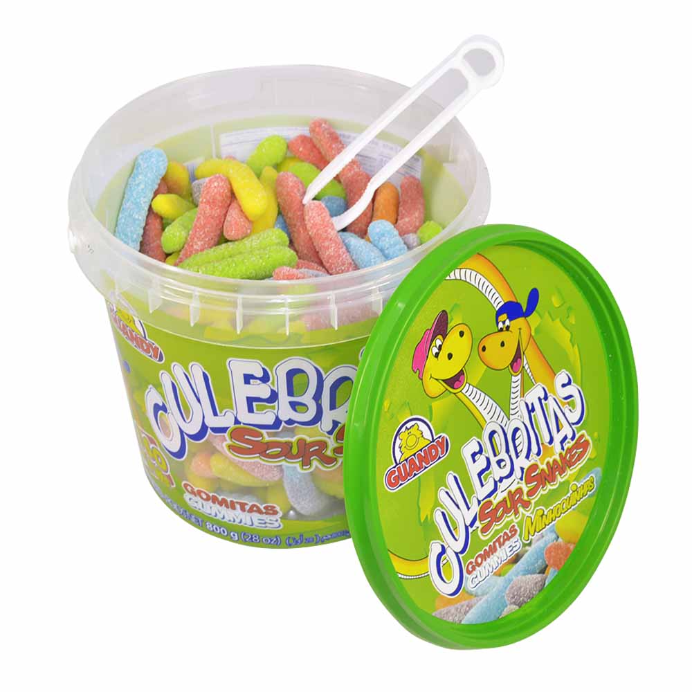 GUANDY - Sour Candy Snakes Jar , Fruit Flavors, 800G