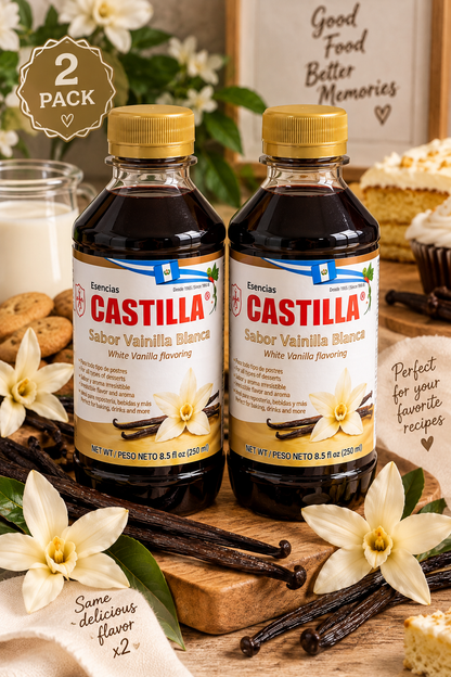 CASTILLA Sugar Free White Vanilla Flavor Concentrate - 8.5oz (Pack of 2)