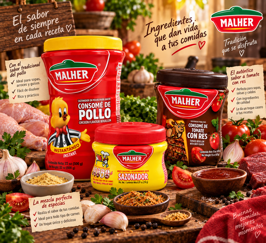 Malher Seasoning & Bouillon Variety Combo – Assorted Flavors – 3 Pack
