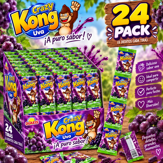 Guandy Crazy Kong Grape Dipping Candy Sticks – Sweet & Sour Grape - 24 Pack