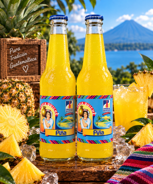 India Quiche - Carbonated Soda Soft Drink, Pineapple Flavor - 12oz Pack of 2
