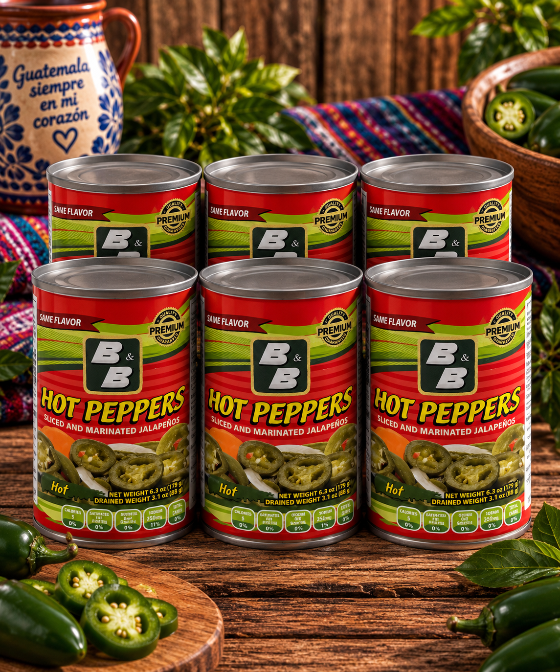 Sliced Hot Peppers (Pack of 6)