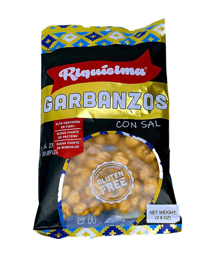 RIQUISIMA - Salted Garbanzos Beans Snack - 2.8oz Bag - Pack of 2