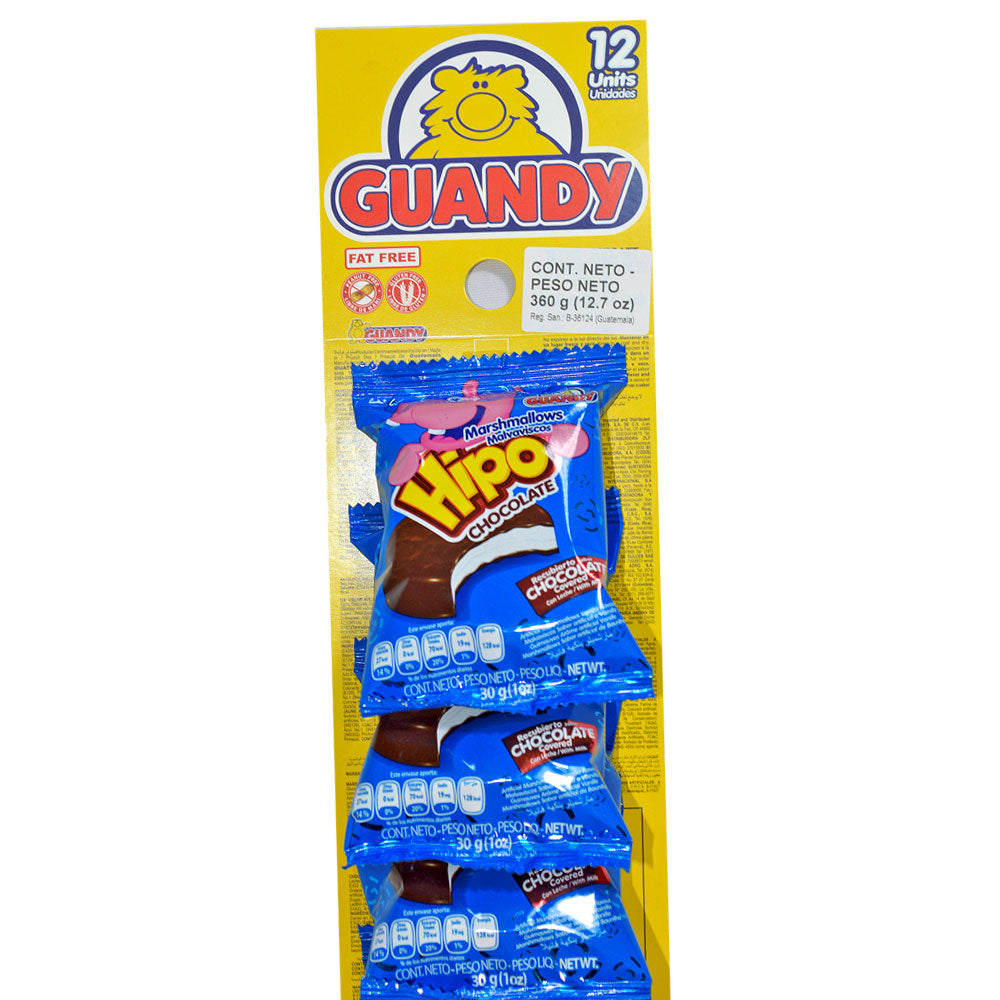 GUANDY - HIPO Chocolate Covered Marshmallow Rounds , Real chocolate Flavor , 12pcs 30g each (Pack of 2)