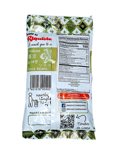 RIQUISIMA - Salted Fava Beans Snack - 2.8oz Bag - Pack of 2