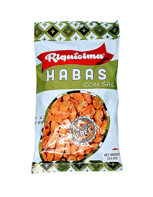 RIQUISIMA - Salted Fava Beans Snack - 2.8oz Bag - Pack of 2