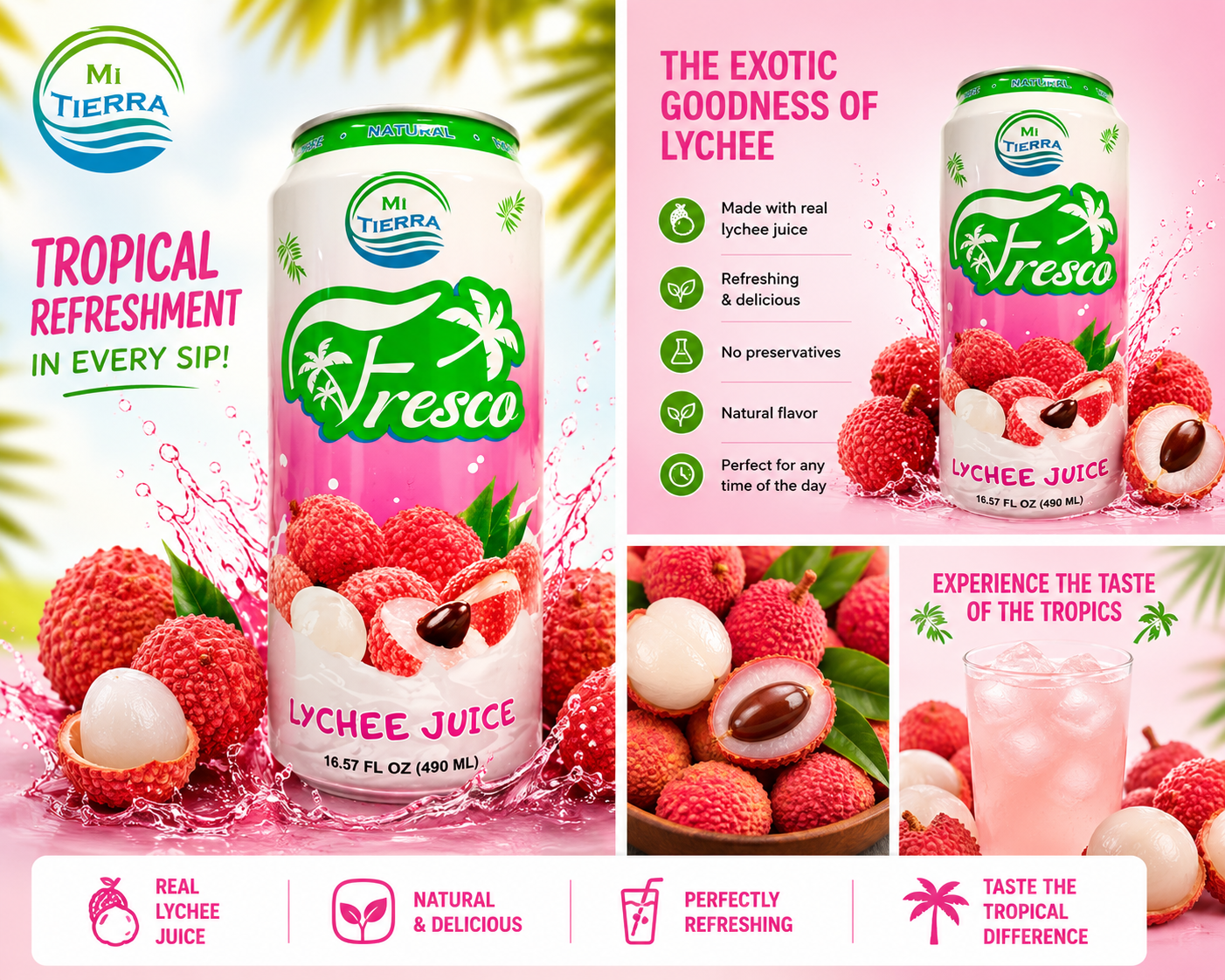 *NEW* Mi Tierra Natural Juices 16.57oz - Lychee