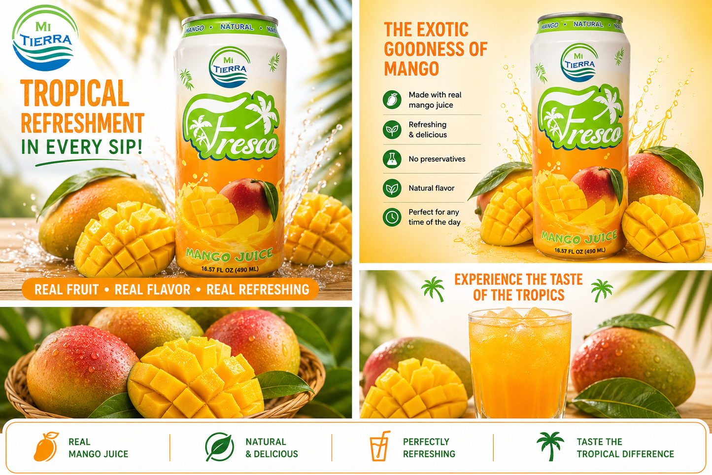*NEW* Mi Tierra Natural Juices 16.57oz- Mango (3 Pack)