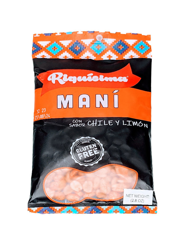 RIQUISIMA - Chile Limón Peanuts Snack - 2.8oz Bag - Pack of 2