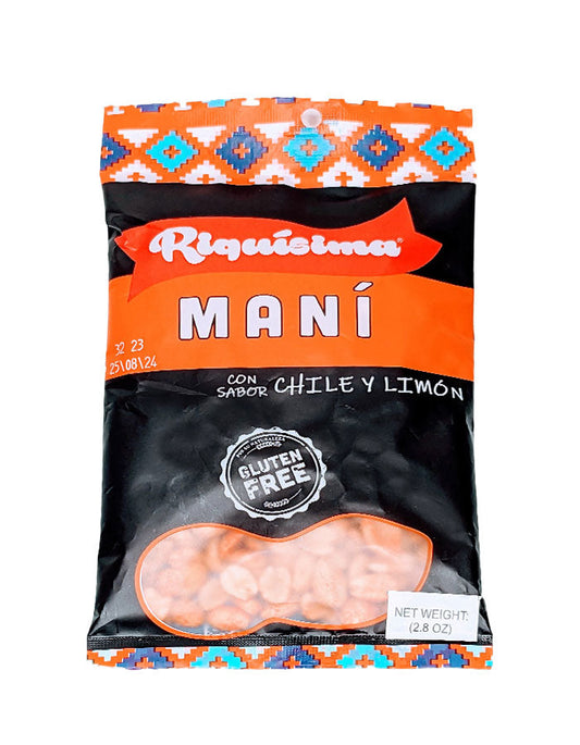 RIQUISIMA - Chile Limón Peanuts Snack - 80 GRAMOS - Pack of 25