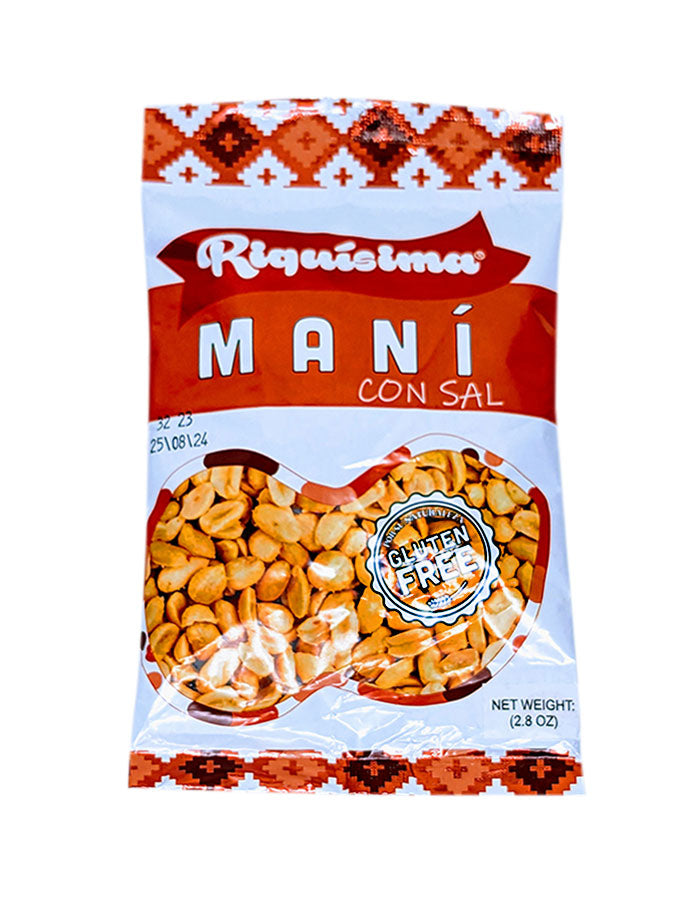 RIQUISIMA - Salted Peanuts Snack - 2.8oz Bag - Pack of 2