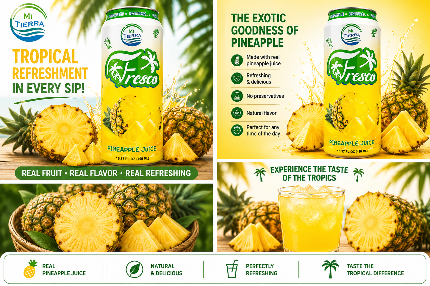 *NEW* Mi Tierra Natural Juices 16.57oz- Pineapple