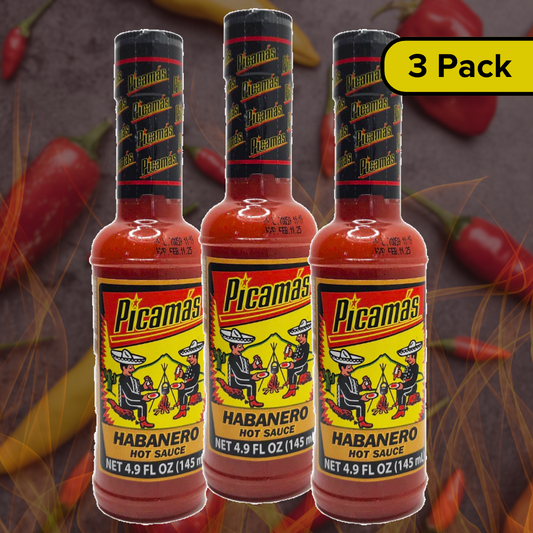 *NEW* Picamas Habanero Red Hot Sauce Salsa Brava 4.9oz - (Pack of 3)