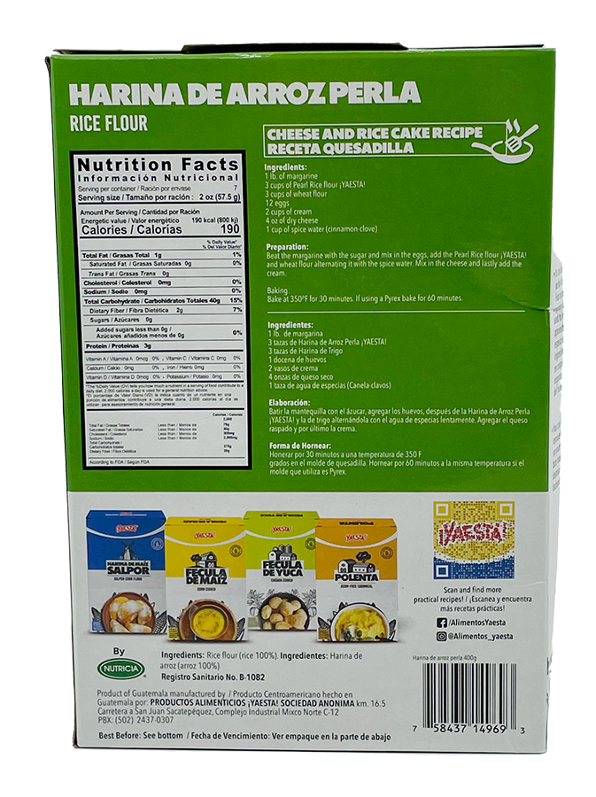 YAESTA Rice Flour Harina De Arroz 14.11oz - (Pack of 2)