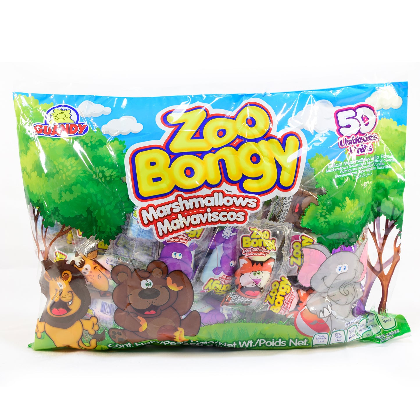 GUANDY - Zoo Animals Marshmallows , Fruit Flavored, 50pcs (Pack of 2)