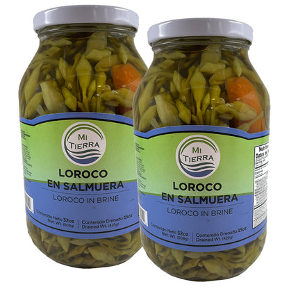 MI TIERRA - Loroco in Brine 32oz - Loroco En Salmuera - Pack of 2